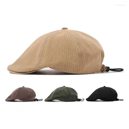 Berets Solid Color Adjustment Rope Short Brim Shade Men Beret Berted Spring Summer Summer Epaled Cap Sboy