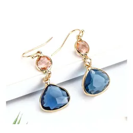 Dangle Chandelier Boho Korean Colourf Crystal Earrings Fashion Teardrop Geometric Dangle Earring For Women Luxury Party Glass Jewe Dhbli