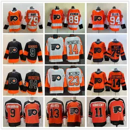 Philadelphia Hokey Flyers 9 Ivan Provorov Jersey Ters Retro 14 Sean Couturier 79 Carter Hart 13 Kevin Hayes 11 Travis Konecny ​​23 Oskar'Nhl'Shirt