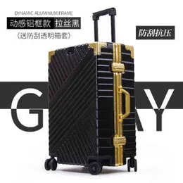 بوصة إطار الألومنيوم صندوق حقيبة حقيبة أمتعة للأعمال التجارية على عجلات سبينر سفر السفر j220707