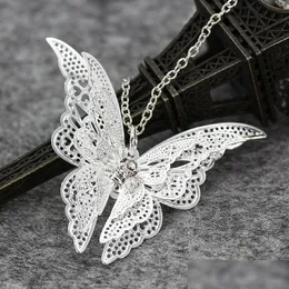 Pendant Necklaces Sier Lovely Butterfly Pendant Necklace Jewelry For Women Girls Kids Pendants Chain Necklaces 20Add2 Inch Dr Dhgarden Dhxw3