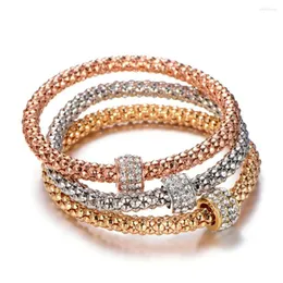 Charmarmband 3st. Set stora h￥lp￤rlor Crystal Gold Wrap Elastic Charms Bangles Femme Gift for Women Fashion Pendant Jewelry 2022