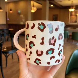 Taza de cerámica con estampado de leopardo rosa Starbucks Tumbler 340ml Mark Coffee Drink Cup 5R6C