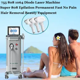 755 808 1064 Diode Laser Machine Super 808 Epilation Permanent Fast No Pain Hair Removal Beauty Equipment Epilator 3 Våglängd Hud Rejuvenation Device