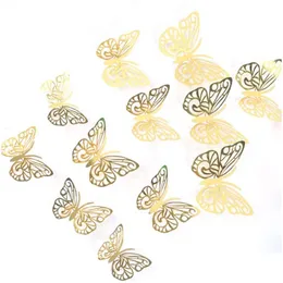 Decorações de Natal Decorações de Natal Butterfly Party Bolo Decoração de parede Adesivo de parede 3D Presente de casamento Removável R Dhrjz