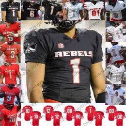 NCAA UNLV Rebels #2 Mekhi Stevenson 26 Courtney Reese 34 Darran Williams 4 Randal Grimes 7 Kenyon Oblad Black Red White Jersey