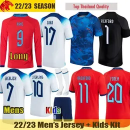 22 23 영국 축구 유니폼 KANE WILSON GREALISH 2022 월드컵 스털링 팬 플레이어 RASHFORD FODEN SAKA 축구 셔츠 MOUNT Mens Long Jersey Womens Kids Kit FIF