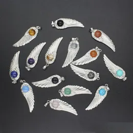 펜던트 목걸이 Qimoshi Natural Crystal Quartz Angel Wings 펜던트 펜던트 목걸이 여자 소녀 차크라 Reiki 치유 눈 드림 dhgarden dhcfq