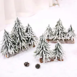 Christmas Decorations Tree Snow Scene Wooden Ornament Pine Trees 2022 Navidad Year Festival Home Desktop Decoration In Stock