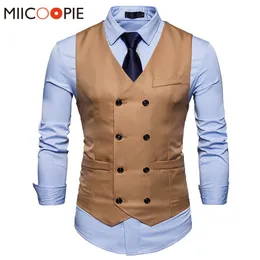 Mens Suits Blazers Brand Dress Vests for Men Casual Slim Fit Suit Vest Double Breasted Waistcoat Gilet Homme Formell Business Jacket XXL 221123