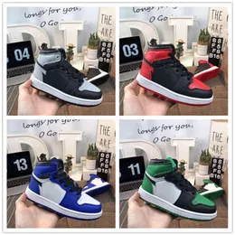 Big Kids 1s Red Basketball Shoes Children Sports Shoes Boys Black Trainers Blue Athletic Sneakers Storlek 28-35 Scarpe Basket Bambini177s