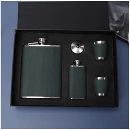 Hip Flasks 8oz Whisky Cups Liquor Flagon Stainless Steel Alcohol Vodka 2 Pc Bottle With Mini 1oz Flask Gift 221124