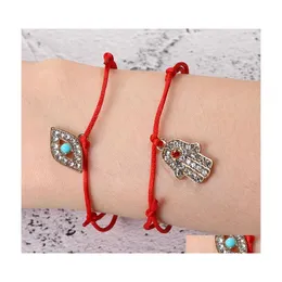 Очарование браслетов мода Lucky Red Topecde Bracelets для женщин для женщин Мужчины Фатима Хамса Блая Турецкие глаз Браслет пт dhpys