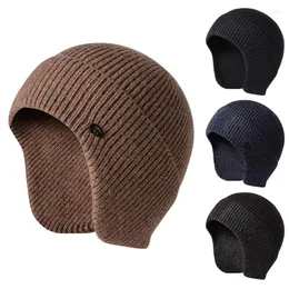 Berets moda solidne kolory ochrania ucha dzianinowy kapelusz gruby ciepły kaptur jazdy na nartach chronić lekką jesienną zimę