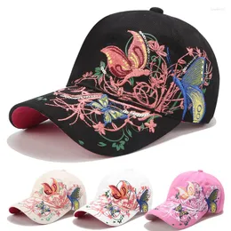 Ball Caps Frühling Herbst Frauen Schmetterlinge Blume Stickerei Mädchen Sonnenhüte Casual Snapback Baseball Cap