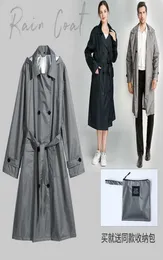 레인웨어 가벼운 성인 남성과 여성 패션 레인 커버 긴 비옷 여성 윈드 브레이커 레인 코트 수분 J2210315433436