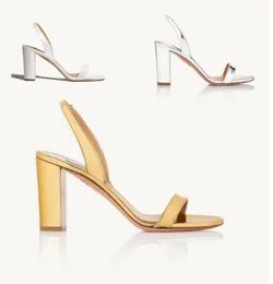 Famous Design Summer So Nude Block Sandal Shoes Women Stiletto-heel Sexy Lady Evening High Heels Bridal Wedding EU35-43.BOX