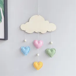 Creative Felt Cloud Love Wood Chip String Ornaments Children's Room Crib Tält Bed Curtain Baby Shower Party Decoration MJ1162