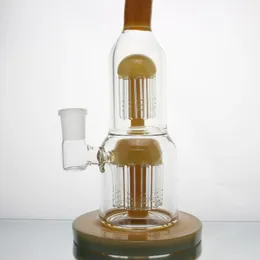 12 Inch Brown Glass Water Bong Hookahs Double Arm Tree Perc Dab Rig Shisha with Female 14mm Joint