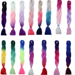 Wholesale Synthetic Jumbo Braiding Hair Bulk 24Inch 100G Ombre Three Color Crochet Braids Hair Extensions Stock