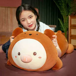 Kawaii Fat Pig Turn to Dinosaur Husky Rabbitbear Dolls Beautiful Pillow Longo Pillow Completo para Ldren Girl 60100cm J220729