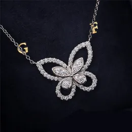 925 Silver Designer Jewelry Butterfly Necklace for Women Diamond Senior Lady Sweater Chain حفل زفاف حفلة فاخرة هدية فاخرة