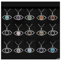 Pendant Necklaces Natural Crystal Gem Evil Eye Necklace Pendant Christmas Gift For Woman Girls Drop Delivery Jewelry Necklaces Pendan Dh6Au