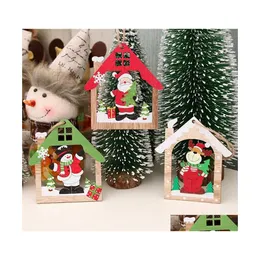 Decorazioni natalizie Decorazioni natalizie 2022 Artigianato in legno Albero scavato Piccolo ciondolo Goccia Consegna Giardino domestico Parte festiva Dhvup