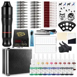 Tattoo Machine Kits Complete Supply Supply Pen rotativa com agulhas de cartucho Maquiagem permanente para a arte corporal 221123