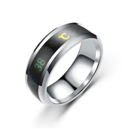 Bandringe 1 stück Smart Messung Temperatur Ring Edelstahl Paar Stimmung Ringe Kreative Schmuck Geschenk Für Männer Frauen Drop Lieferung Dhrea