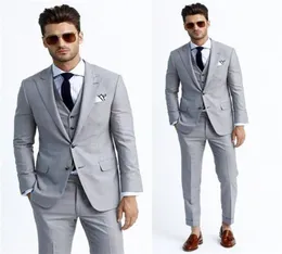 Gary Men Düğün Takımları 2019 Yeni Marka Moda Tasarımı Groomsmen Zirve Yakası Damat Smokin Erkekler Takım Jacketpanttievest