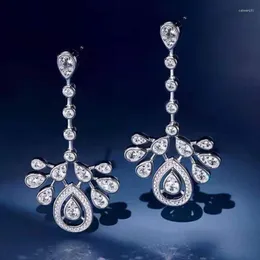 dangle earrings anziwユニークなドロップ女性925スターリングシルバーベゼル梨形状の光沢のある宝石の宝石パーティーギフト