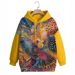 Women's Hoodies Sweatshirts Casual Vintage ColorBlock Print Hoodie Creative Abstract Graphic Pullover Streetwear LongSleeved Unisex Overdized Tops S3XL 221124