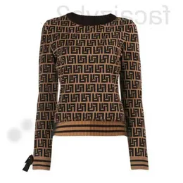 Suéteres femininos suéter de designer outono redondo pescoço listrado de manga longa feminino de ponta Jacquard Cardigan Knitting Casacos 24yt
