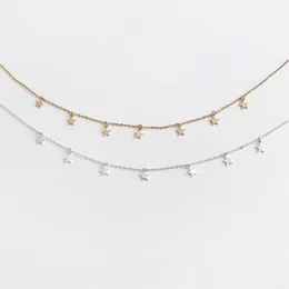 Pendant Necklaces Star Choker Necklaces Jewelry Disc Coin Pendant Handmade Simple 14K Gold Plated Sier Delicate Dainty Stars Dhgarden Dhq7J