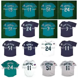 College Baseball Wers 1994 1997 Retro 24 Ken Griffey Jr. Jersey 3 Alex Rodriguez 19 Jay Buhner 51 Ichiro Suzuki 11 Edgar Martinez Stitched Green White Gray Blue