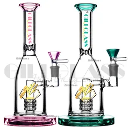 9-дюймовые кальяны Perc Glass Bong кварцевая чаша для сопел бонги dab rig Водопроводные трубы пьянящий воск нефтяные вышки труба Фильтр Диффузор Перколятор фиолетовый черный Толстый