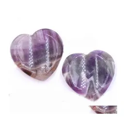 Stone Loose Heart Healing Stone Love Pocket Palm Amethyst Oro för ångest Reiki Ncing Rocks Gemstone Farmhouse Kitchen Home Drop D DH0JN