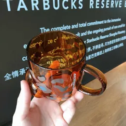 Starbucks القدح الصيفي African Animal Leopard Foot Pooting Glass 384ml Creative Trend Cupoion Cuper ODA4