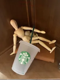 Starbucks 16oz/473 ml sj￶jungfru plast tumlare ￥teranv￤ndbar halmmj￶lk te kall vatten kopp rf2n