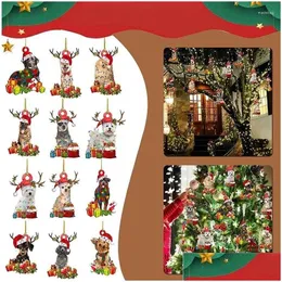 Decorações de Natal Decorações de Natal Ano 2022 1PC Pingente de madeira Drop Drop Ornament Natal Tree Puppy for Home Navidad Delivery Dhpds