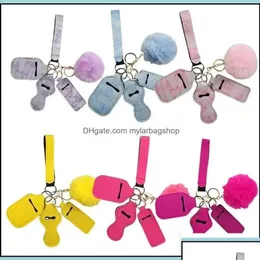 Party Favor Party Favor Event Supplies Festive Home Garden 11 Colors 5Pcs Defense Keychain Set Pompom Hand Sanitizer Wr Dhq8L Drop De Dhtt5