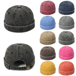 Vintage Men's Cotton Brimless Skullies Cap Round Cover Street Portable Docker Hats Multipurpose Beanie Hat Hip Hop Hats