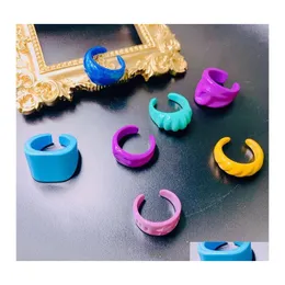 Band Rings 2021 Summer Fashion Colorf Geometric Chain Acrylic Ring Candy Color Irregar Opening Rings For Women Party Finger Jewelry Dhyso