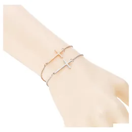 Chain Stainless Steel Bracelet Cross Female Fashion Sier Jewelry Girlfriends Simple Pop Drop Delivery Bracelets Dhqeo