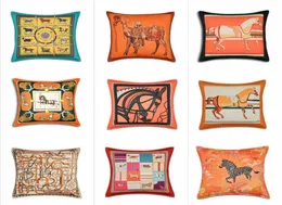 Pillow Case Nordic Luxury H Brand Retro Orange Horse Velvet Cover Sofa Pillowcase European Room Cushion Decor1331928