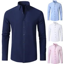 Herren-Freizeithemden, 2022, modisches Herrenhemd, bügelfrei, langärmelig, vierseitig, Stretch-Version von Business High-End