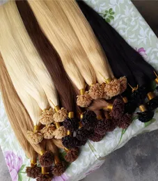 Novo produto Remy pr￩ -Bond Hair Extension Falt Tip Keratin Fusion Extens￣o de cabelo humano reto 20 cores dispon￭veis 100strands 50g 9455037