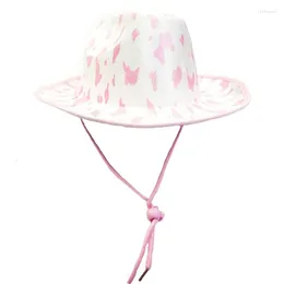 Berets Rosa Kuh Print Cowgirl Hut Für Braut Geburtstag Party Frauen Bachelorette Hüte Disco Dress Up 964A