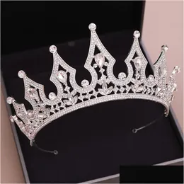 J￳ias para cabelos de casamento 2021 Gold Princess Headwears Chic Bridal Tiaras Acess￳rios impressionantes Cristais de p￩rolas Casamento e coroas Dhgarden dhebf